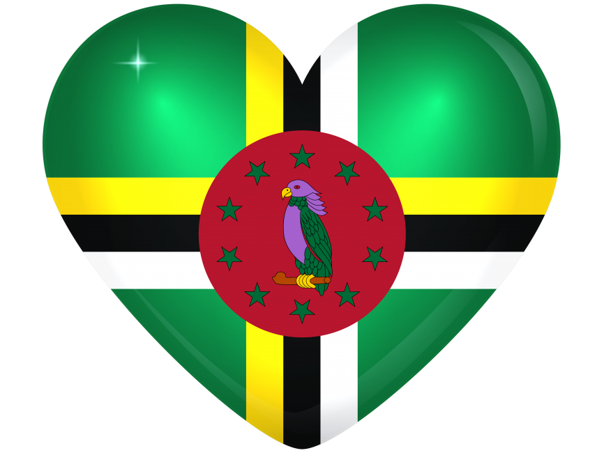 Dominica Large Heart Flag