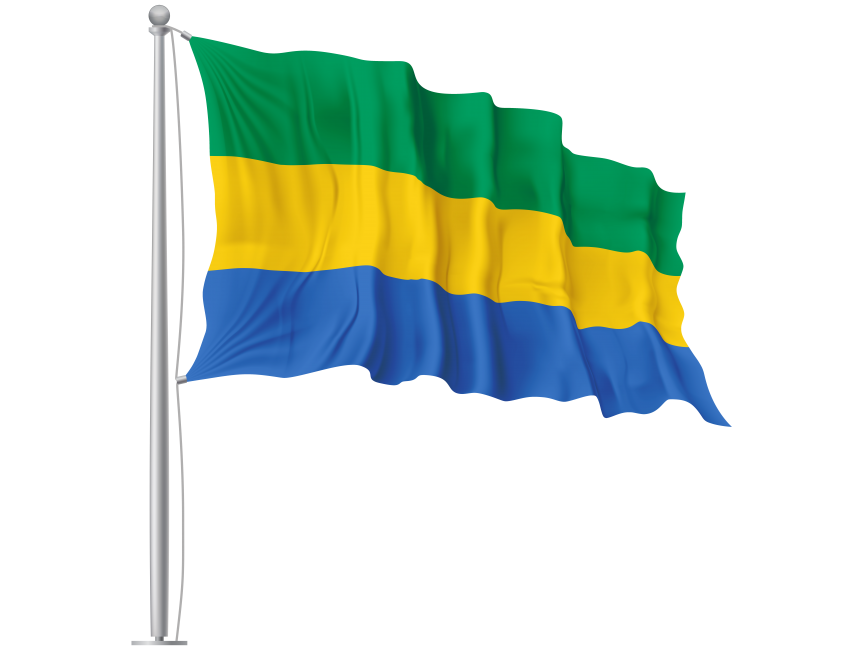 Gabon Waving Flag PNG Image