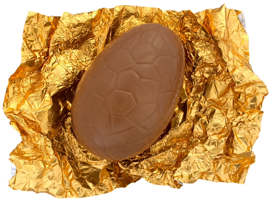 Large Chocolate Egg on Foil Wrapper