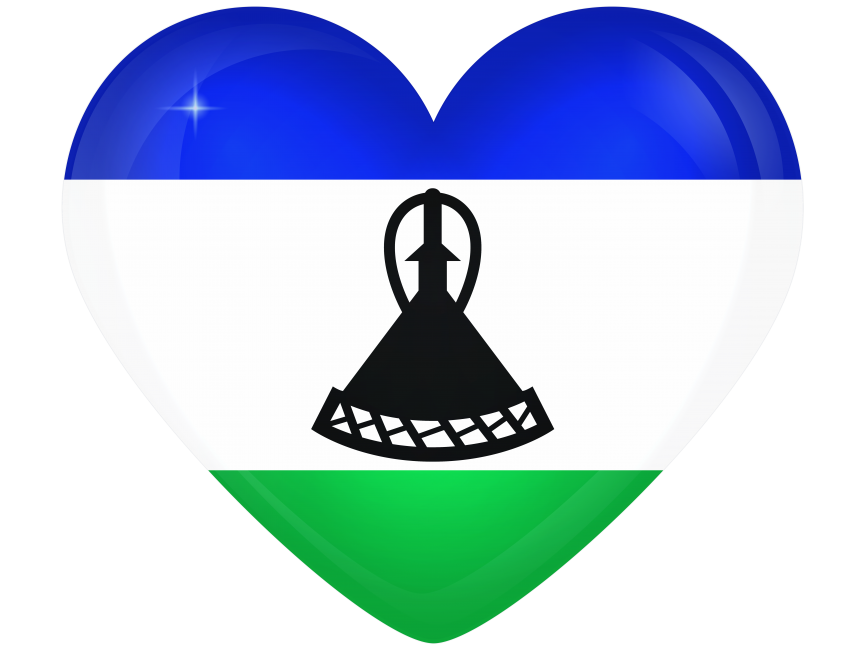 Lesotho Large Heart Flag