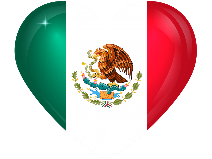 Mexico Large Heart Flag