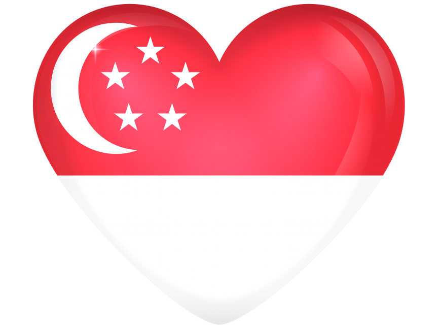 Singapore Large Heart Flag
