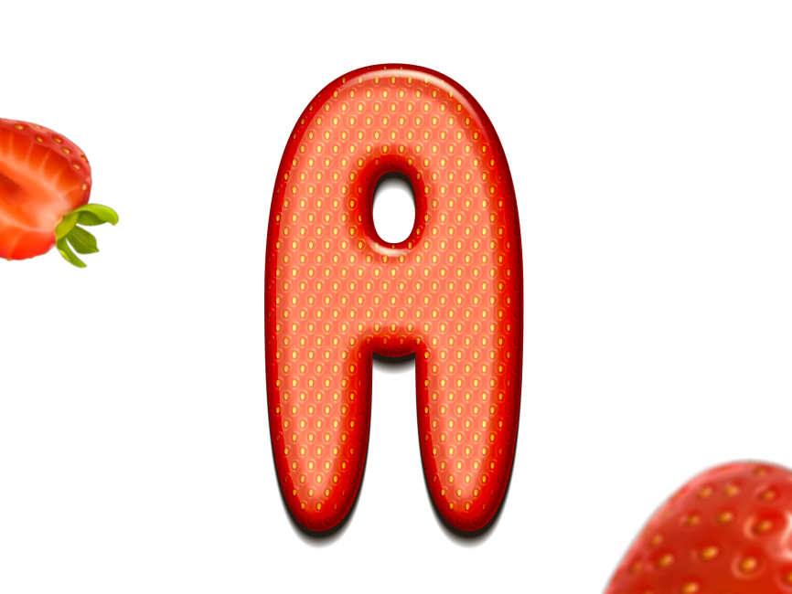 Strawberry Letter A  3D Text