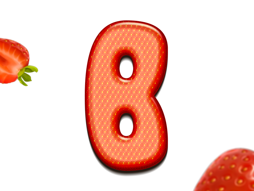 Strawberry Letter B 3D Text