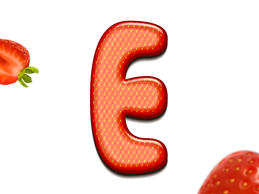 Strawberry Letter E 3D Text