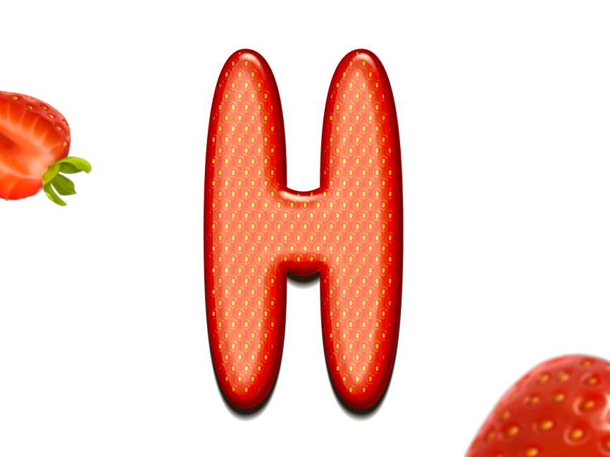 Strawberry Letter H 3D Text