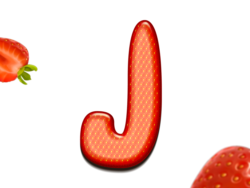 Strawberry Letter J 3D Text