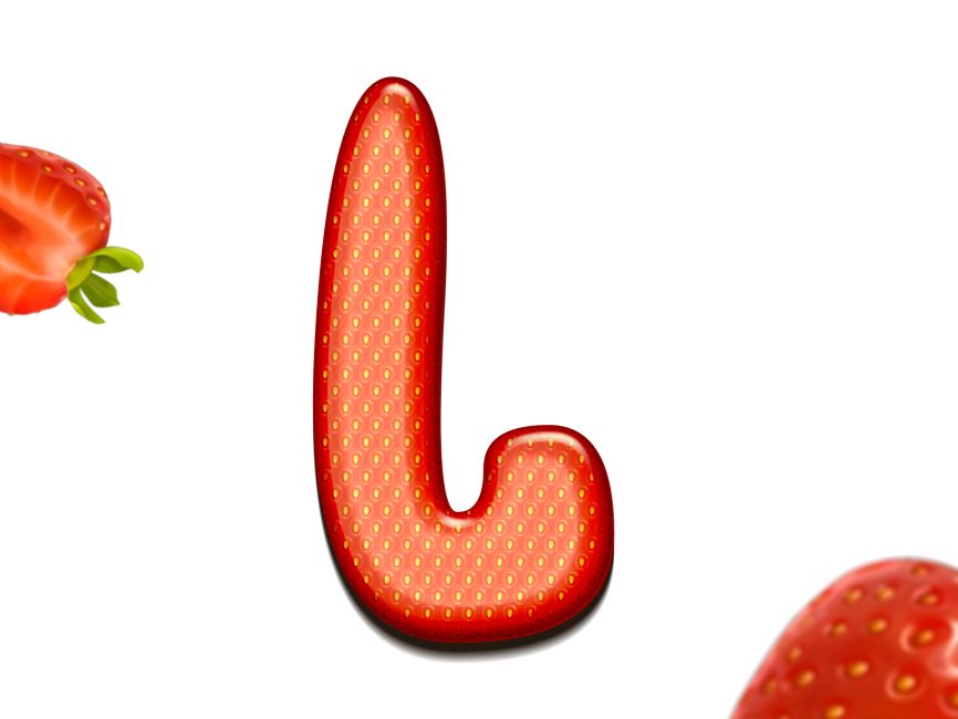 Strawberry Letter L 3D Text