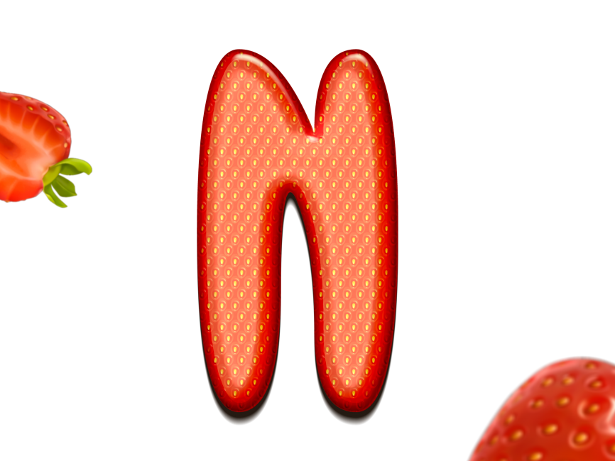 Strawberry Letters N 3D Text