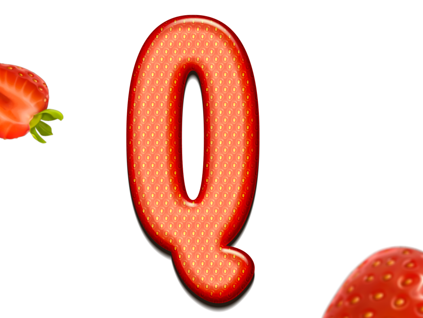 Strawberry Letters Q 3D Text