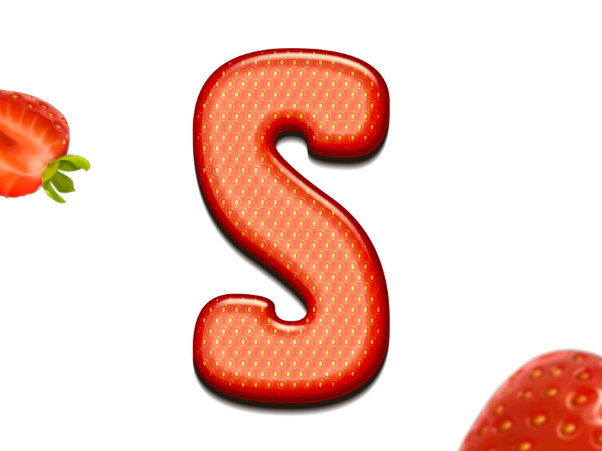 Strawberry Letters S 3D Text