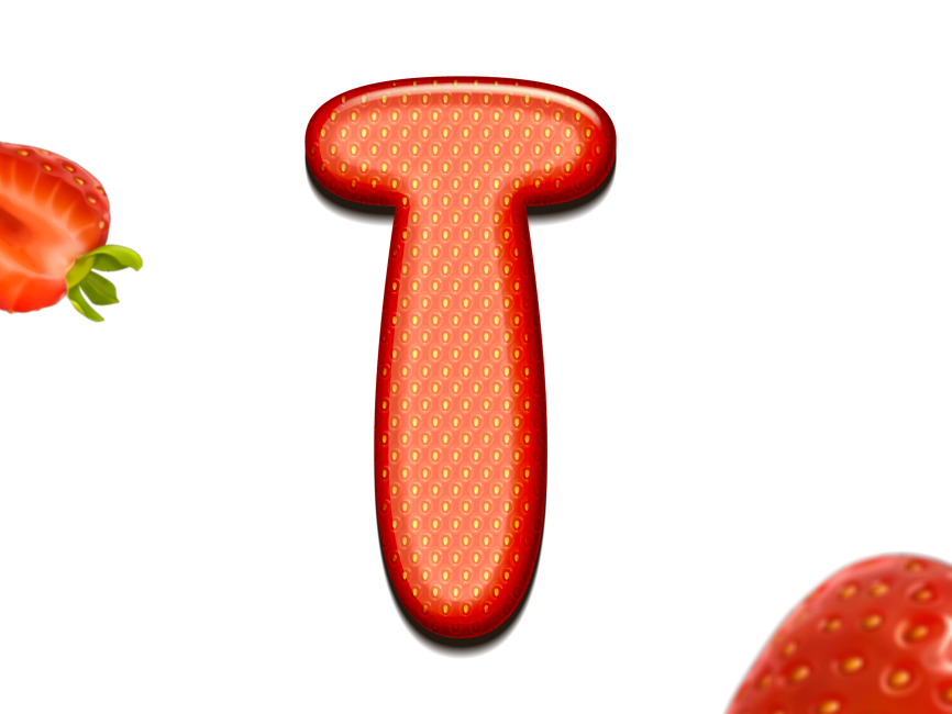 Strawberry Letters T 3D Text