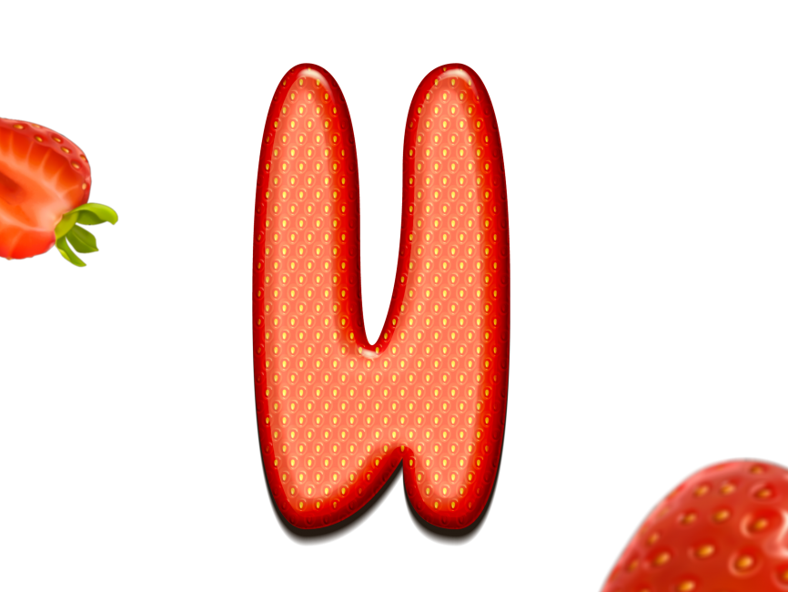 Strawberry Letters U 3D Text