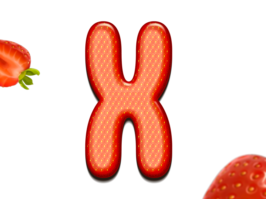 Strawberry Letters X 3D Text