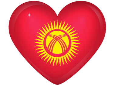 Kirgizstan Large Heart Flag