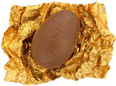 Large Chocolate Egg on Foil Wrapper