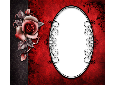Red and Black Transparent Frame with Rose