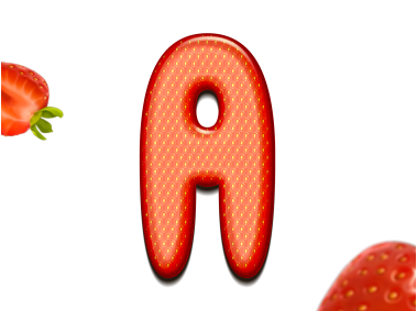Strawberry Letter A  3D Text