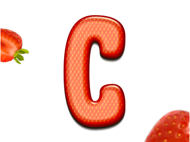 Strawberry Letter C 3D Text