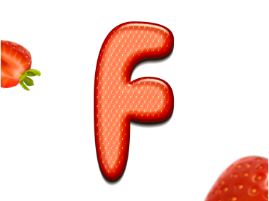 Strawberry Letter F 3D Text