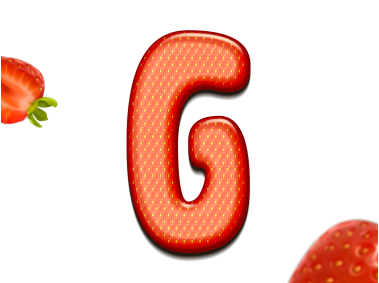 Strawberry Letter G 3D Text