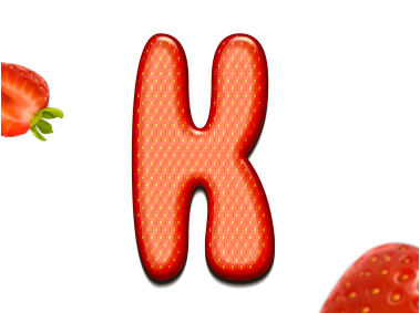 Strawberry Letter K 3D Text