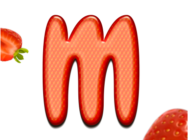 Strawberry Letters M 3D Text