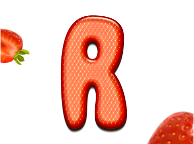 Strawberry Letters R 3D Text