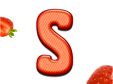 Strawberry Letters S 3D Text