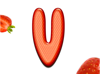 Strawberry Letters V 3D Text