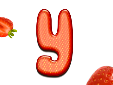 Strawberry Letters Y 3D Text