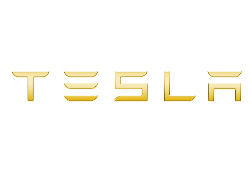 Tesla Metallic Golden Logo